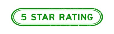 Grunge Green 5 yıldız notlu beyaz arka planda lastik mühür damgası