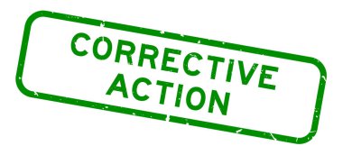 Grunge yeşil düzeltici kelime kare lastik mühür beyaz arkaplan üzerinde