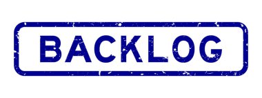 Grunge mavi sözcük birikmiş kare kauçuk mühür beyaz arka planda