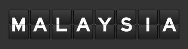 Gri arkaplanda Malezya sözcüğüyle siyah renk analog çevirme tahtası