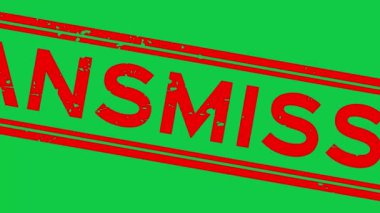 Grunge kırmızı kelime kare kauçuk mühür yeşil arka planda yakınlaştır