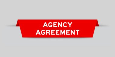 Red color inserted label with word agency agreement on gray background clipart