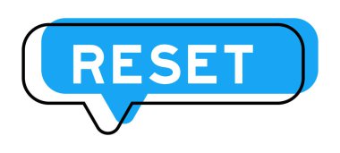 Konuşma pankartı ve mavi tonda beyaz arkaplan üzerine sıfırla