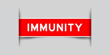 Gri arkaplana eklenmiş kelime dokunulmazlığı içeren kırmızı renk kare biçimindeki etiket