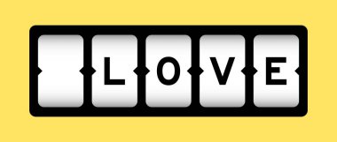 Black color in word love on slot banner with yellow color background clipart