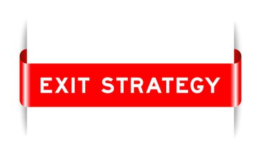 Beyaz arkaplanda kelime çıkış stratejisi olan kırmızı renk eklenmiş etiket pankartı