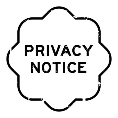 Grunge siyah mahremiyet uyarısı beyaz arka planda lastik mühür işareti