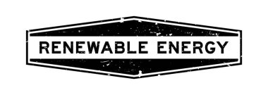 Grunge siyah yenilenebilir enerji sözcüğü altıgen lastik mühür beyaz arka planda