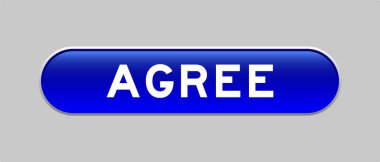 Kelime ile mavi renk kapsül şekil düğmesi gri arkaplan üzerinde hemfikir