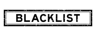 Grunge siyah liste kelime kare kauçuk mühür beyaz arka planda