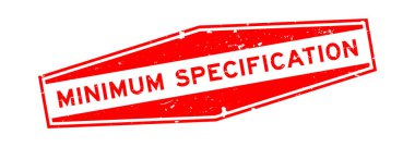 Beyaz arkaplanda Grunge kırmızı minimum tanımlama sözcüğü altıgen lastik mühür