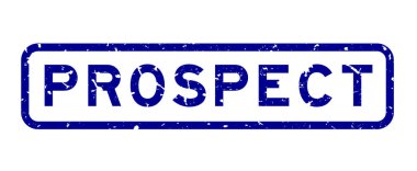 Grunge blue prospect kelime kare kauçuk mühür beyaz arka planda