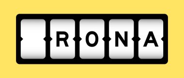 Sarı arkaplanlı slot pankartımızda RONA (ağ varlıklarındaki dönüşün kısaltması) sözcüğündeki siyah renk