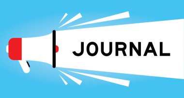 Mavi arkaplanda beyaz afiş ile kelime günlüğü ile renk megafonu simgesi