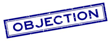 Grunge mavi itiraz kelime kare kauçuk mühür beyaz arka planda