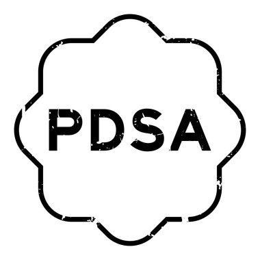 Grunge Black PDSA (planın kısaltması çalışma eylemi) beyaz arkaplanda kelime kare kauçuk mühür