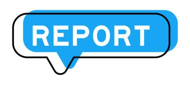 Konuşma pankartı ve mavi tonda beyaz arkaplan hakkında rapor