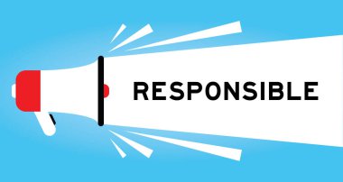 Mavi arkaplanda beyaz pankarttan sorumlu kelime içeren renk megafonu simgesi