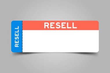 Sözcük satışı ve beyaz kopya alanı ile mavi ve turuncu renkli bilet