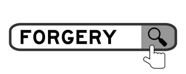 Beyaz arkaplanda büyüteç simgesi ile kelime sahteciliği ile arama paneli