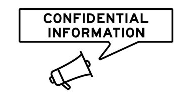 Beyaz arkaplan hakkında gizli bilgi içeren konuşma baloncuklu megafon simgesi