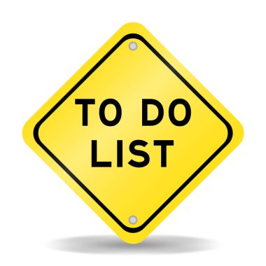 Beyaz arkaplan üzerinde yapılacaklar listesi olan sarı renk taşıma işareti