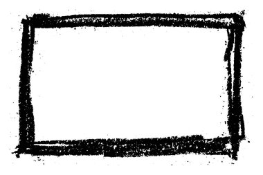 Grunge siyah tebeşir desenli fırça beyaz arkaplanda kare çerçeve olarak (Vektör)