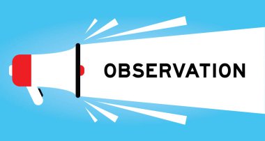 Mavi arkaplanda beyaz pankartta kelime gözlemi ile renk megafonu simgesi