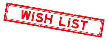 Grunge kırmızı istek listesi beyaz arka planda kare kauçuk mühür damgası