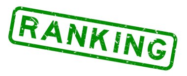 Grunge yeşil sıralı kelime kare kauçuk mühür beyaz arka planda