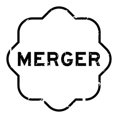 Grunge siyah birleşme sözcüğü beyaz arka planda kare kauçuk mühür damgası