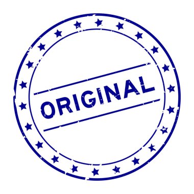 Grunge Blue orijinal kelime yuvarlak lastik mühür beyaz arka planda