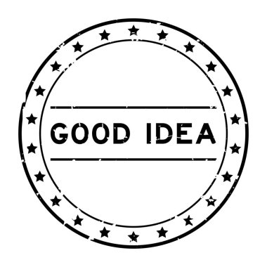 Grunge siyah iyi fikir kelime yuvarlak lastik mühür beyaz arka planda