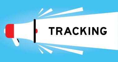 Mavi arkaplanda beyaz afiş ile kelime izleme simgesi ile renk megafonu