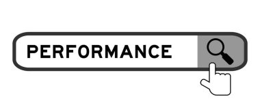 Beyaz arkaplanda büyüteç simgesi ile kelime performansında arama flaması