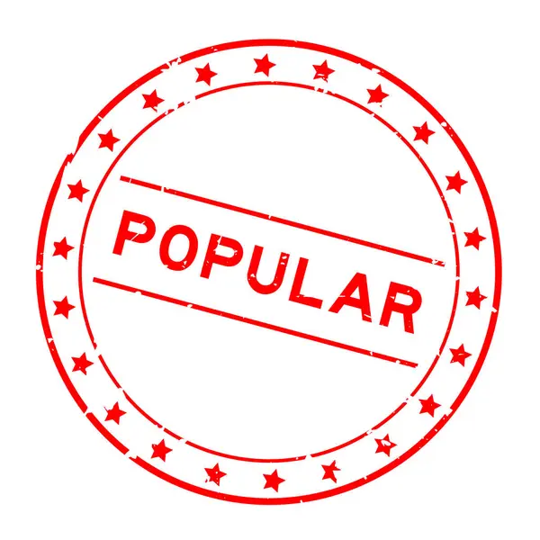 Grunge kırmızı beyaz arka plan üzerinde yuvarlak lastik mühür damgası popüler kelime