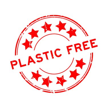 Beyaz arka planda yıldız simgesi yuvarlak lastik mühür damgalı Grunge kırmızı plastik kelime