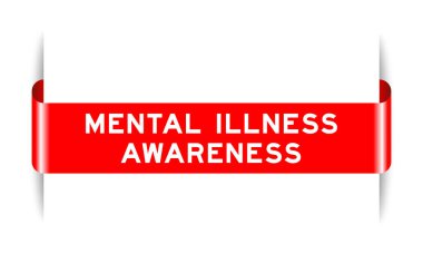 Beyaz arkaplanda zihinsel hastalık bilinci olan kırmızı etiket etiketi yerleştirildi