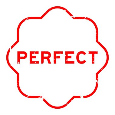 Grunge kırmızı mükemmel kelime Meydanı lastik mühür damgası beyaz arka plan üzerinde