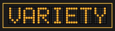 Orange color led banner in word variety on black background clipart