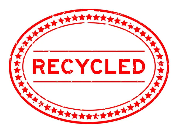 Grunge kırmızı kelime oval mühür beyaz arka planda geri dönüşüm