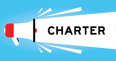 Mavi arkaplanda beyaz afiş ile kelime tüzüğü ile renk megafonu simgesi