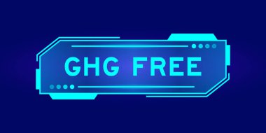 Mavi arkaplanda kullanıcı arayüzü ekranında GHG (sera gazının kısaltması) sözcüğüne sahip gelecekçi hud pankartı