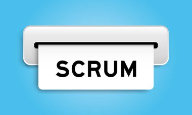 Mavi arkaplandaki makineden gelen kelime itişmesi ile birlikte beyaz kupon pankartı