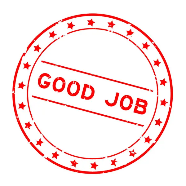 Grunge kırmızı iyi iş kelime yuvarlak mühür beyaz arka plan