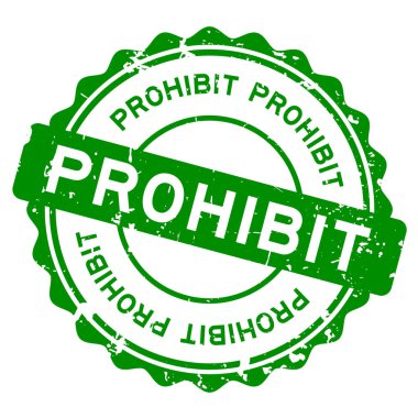 Grunge Green beyaz arka planda lastik mühür mührünü yasakladı