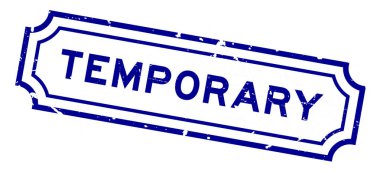 Beyaz arka planda Grunge mavisi geçici kelime kare kauçuk damgası 