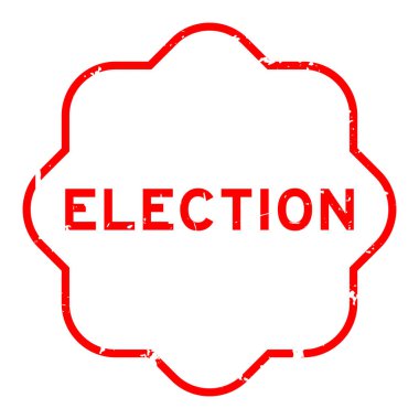 Grunge kırmızı seçim sözcüğü beyaz arkaplanda lastik mühür