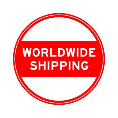 Beyaz arkaplanda dünya çapında kırmızı renkli mühür etiketi.