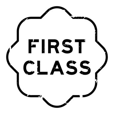 Grunge birinci sınıf kelime: Beyaz arka planda lastik mühür.